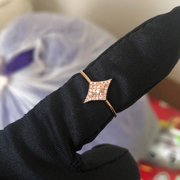 14k Rose Gold Diamond Shape 0.12ct Diamond Ring - Picture 2 of 6